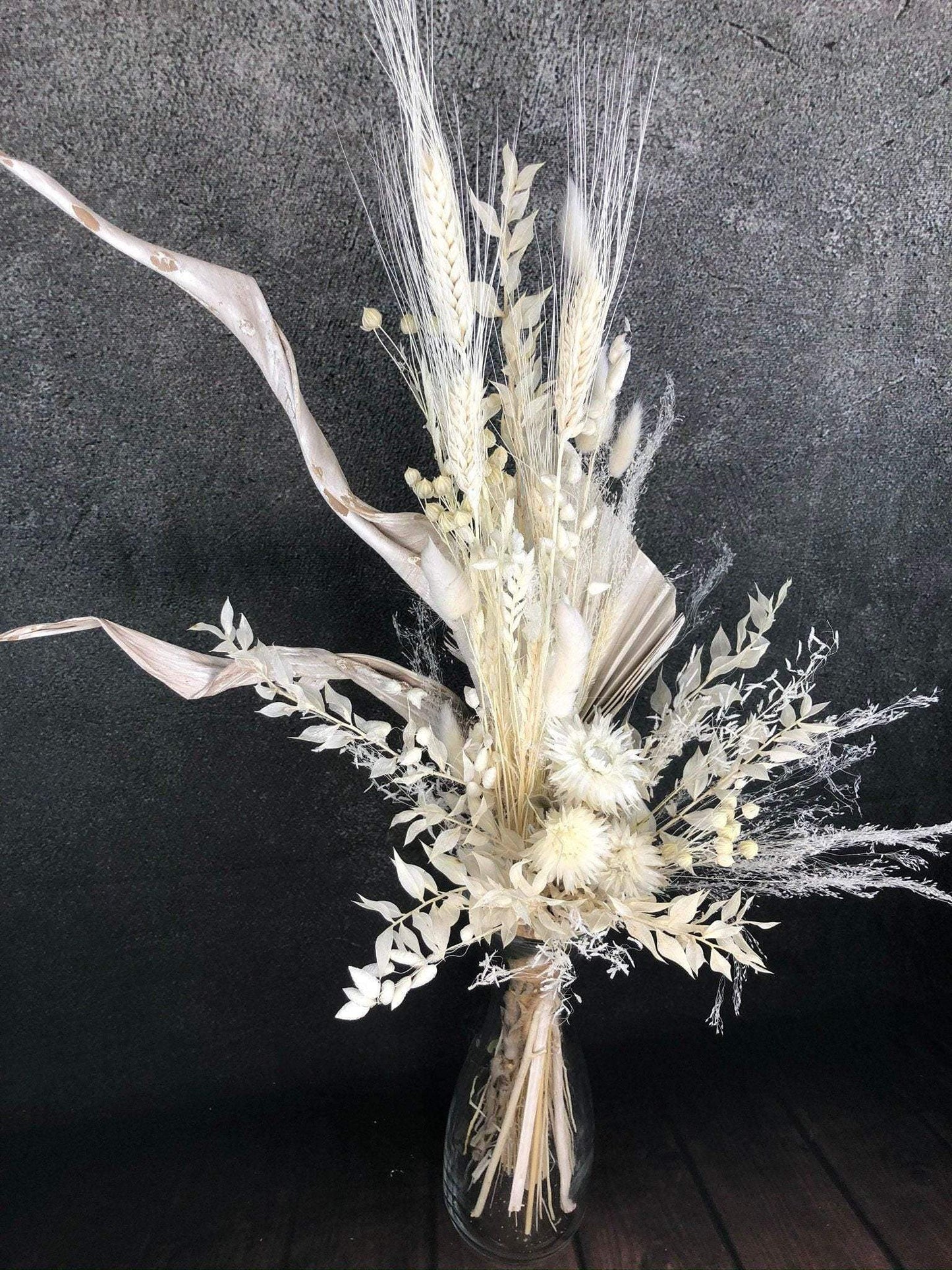 Trockenblumenstrauß Strauß Gräser mit Exoten Strohblume Gräser Trockenblumen Trockenmaterial Natur natürlich dried bouquet dried Flowers – handgemacht aus Seiden- und Kunstblumen, langlebig & pflegeleicht von SarahsFlowerStudio