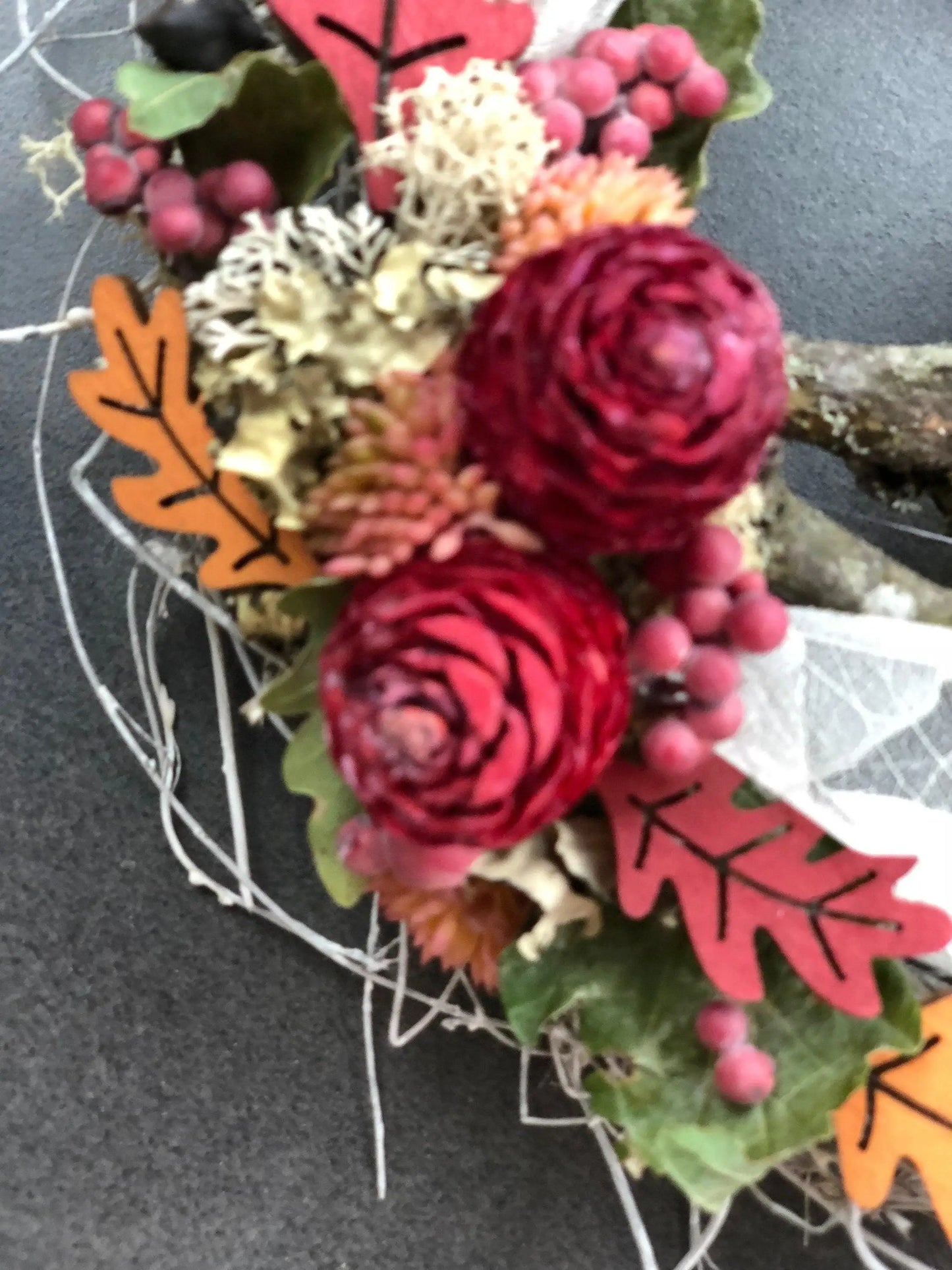 Türkranz 22cm Türdeko Türschmuck Eule Modern Tür Schmuck Herbst herbstlich ganzjährig Herbst – handgemacht aus Seiden- und Kunstblumen, langlebig & pflegeleicht von SarahsFlowerStudio