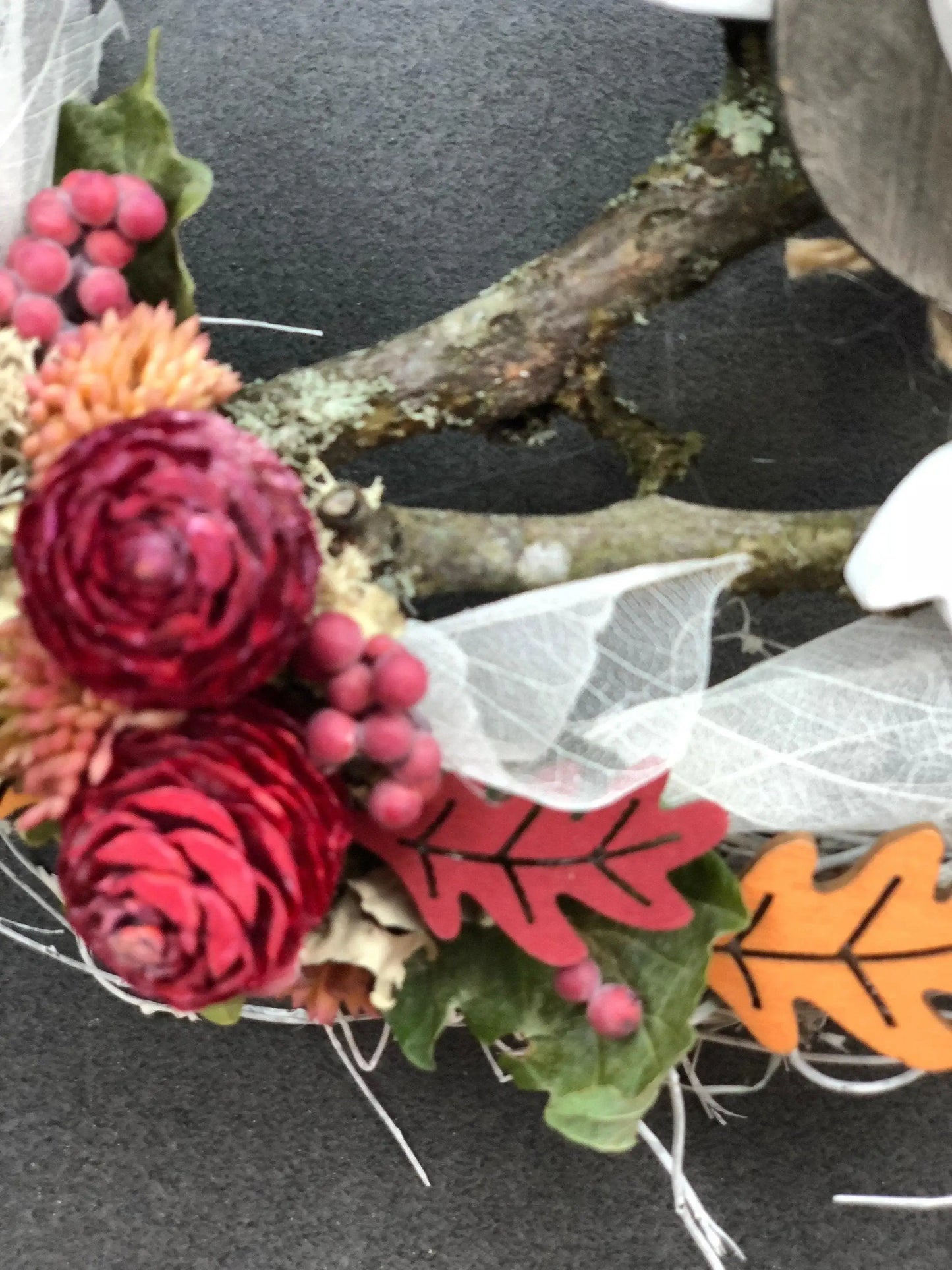 Türkranz 22cm Türdeko Türschmuck Eule Modern Tür Schmuck Herbst herbstlich ganzjährig Herbst – handgemacht aus Seiden- und Kunstblumen, langlebig & pflegeleicht von SarahsFlowerStudio