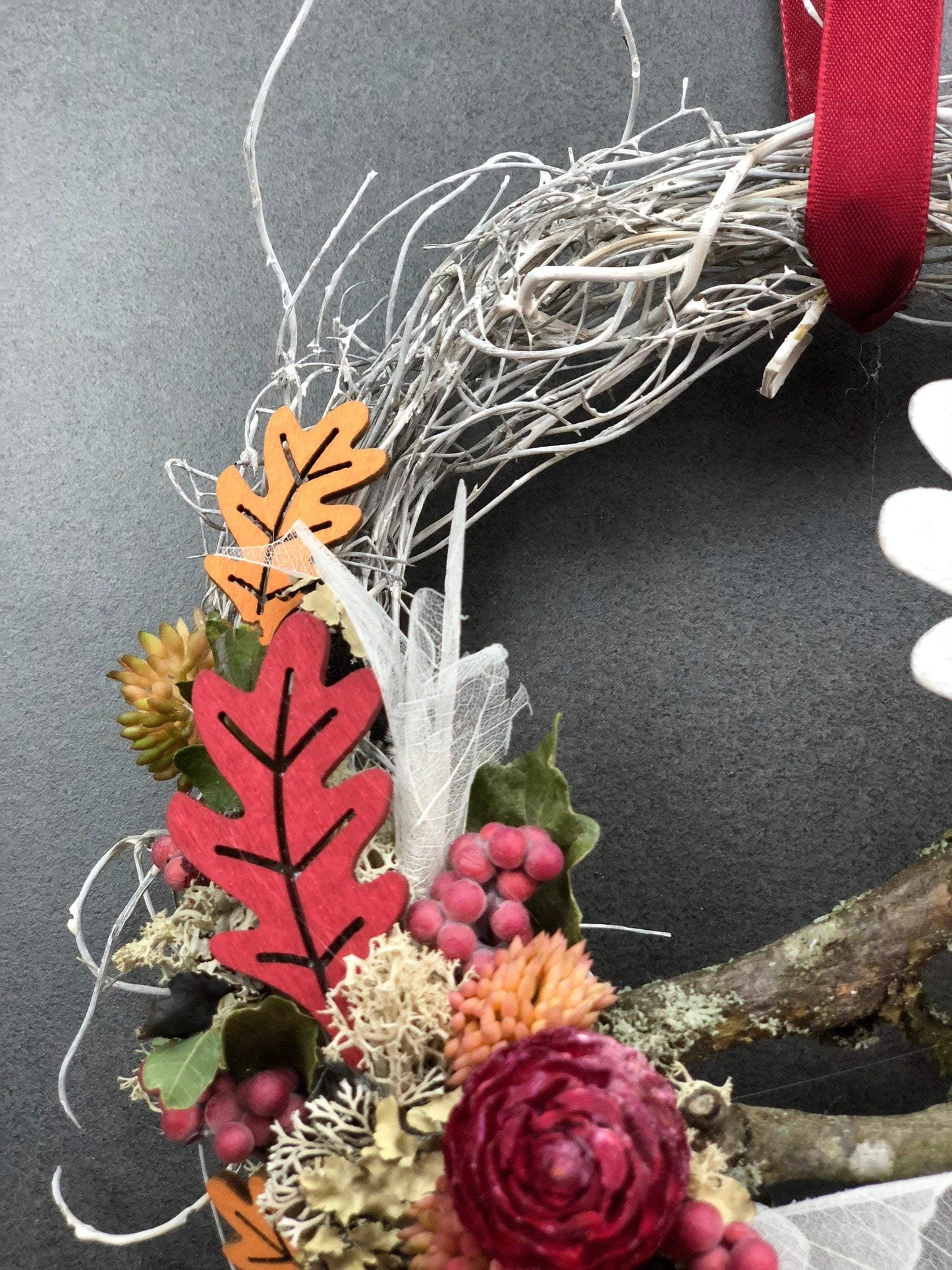 Türkranz 22cm Türdeko Türschmuck Eule Modern Tür Schmuck Herbst herbstlich ganzjährig Herbst – handgemacht aus Seiden- und Kunstblumen, langlebig & pflegeleicht von SarahsFlowerStudio