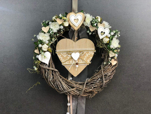 Türkranz 26cm Türdeko Türschmuck Herz Modern ganzjährig Tür Schmuck Herbst – handgemacht aus Seiden- und Kunstblumen, langlebig & pflegeleicht von SarahsFlowerStudio