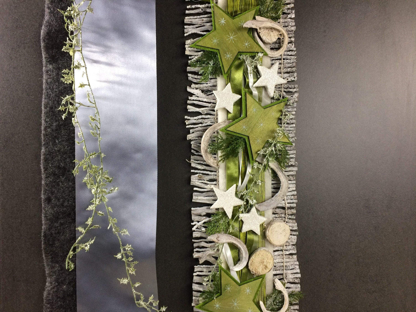Weihnachten Advent Türdeko Türdekoration Türkranz Stern Birke Reebmatte – handgemacht aus Seiden- und Kunstblumen, langlebig & pflegeleicht von SarahsFlowerStudio