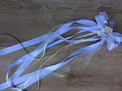 2 Autoschleifen für Seitenspiegel Kirchenbank in Wunschfarbe große Schleife Dekoration Rose – handgemacht aus Seiden- und Kunstblumen, langlebig & pflegeleicht von SarahsFlowerStudio
