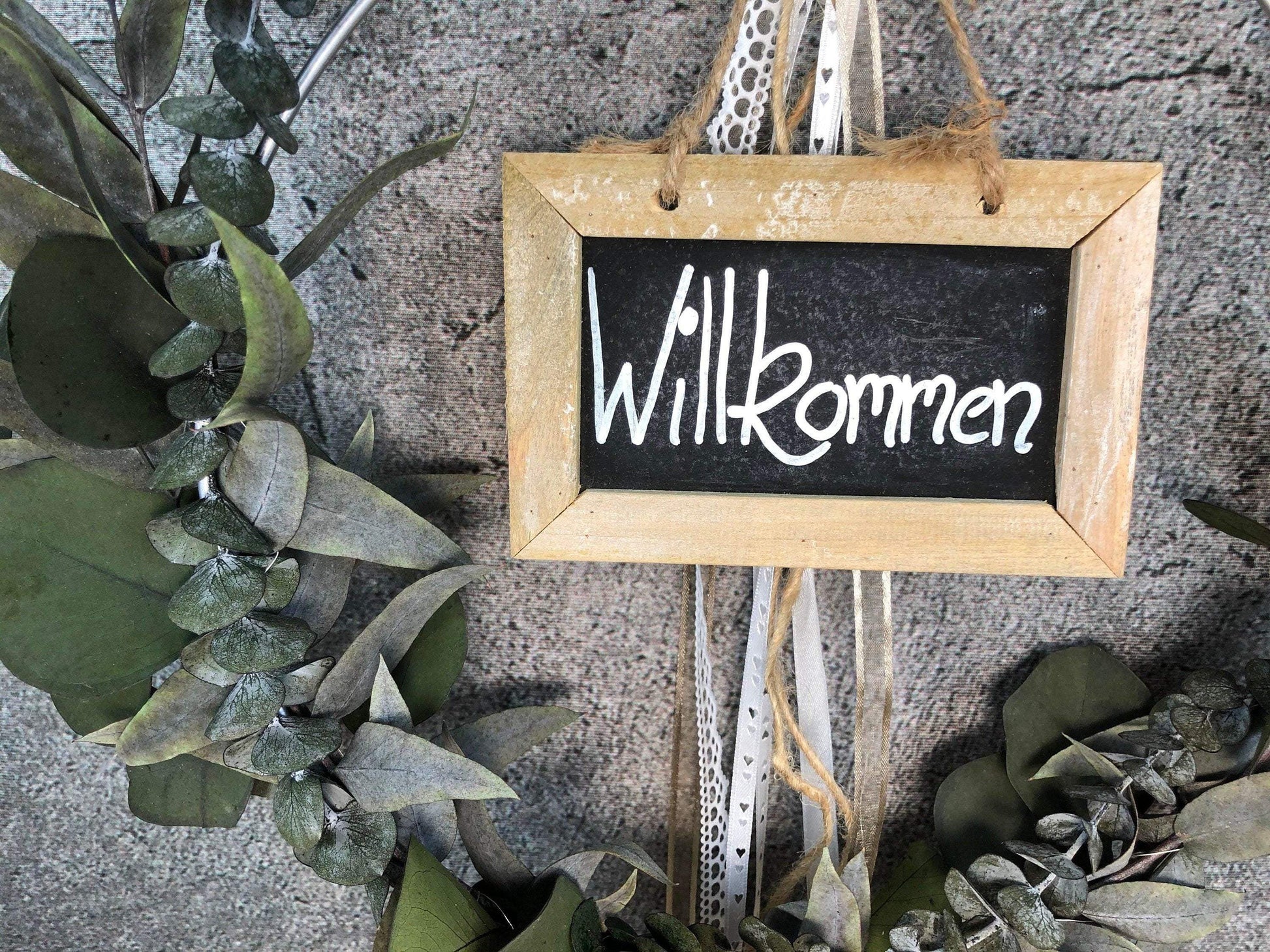Türkranz Tafel Willkommen Herbst Kranz Ring Eukalyptus Wandkranz Trockenblumen Natur natürlich Hoop Herbst Herbstlich – handgemacht aus Seiden- und Kunstblumen, langlebig & pflegeleicht von SarahsFlowerStudio