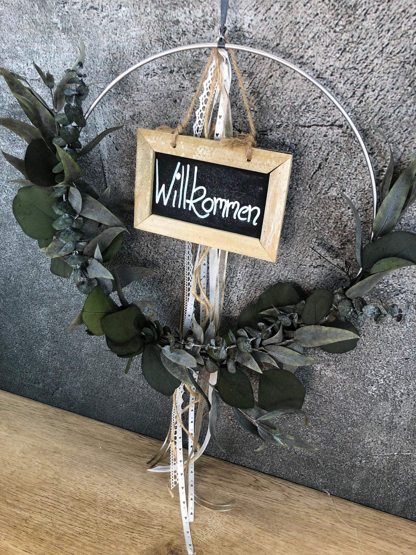 Türkranz Tafel Willkommen Herbst Kranz Ring Eukalyptus Wandkranz Trockenblumen Natur natürlich Hoop Herbst Herbstlich – handgemacht aus Seiden- und Kunstblumen, langlebig & pflegeleicht von SarahsFlowerStudio