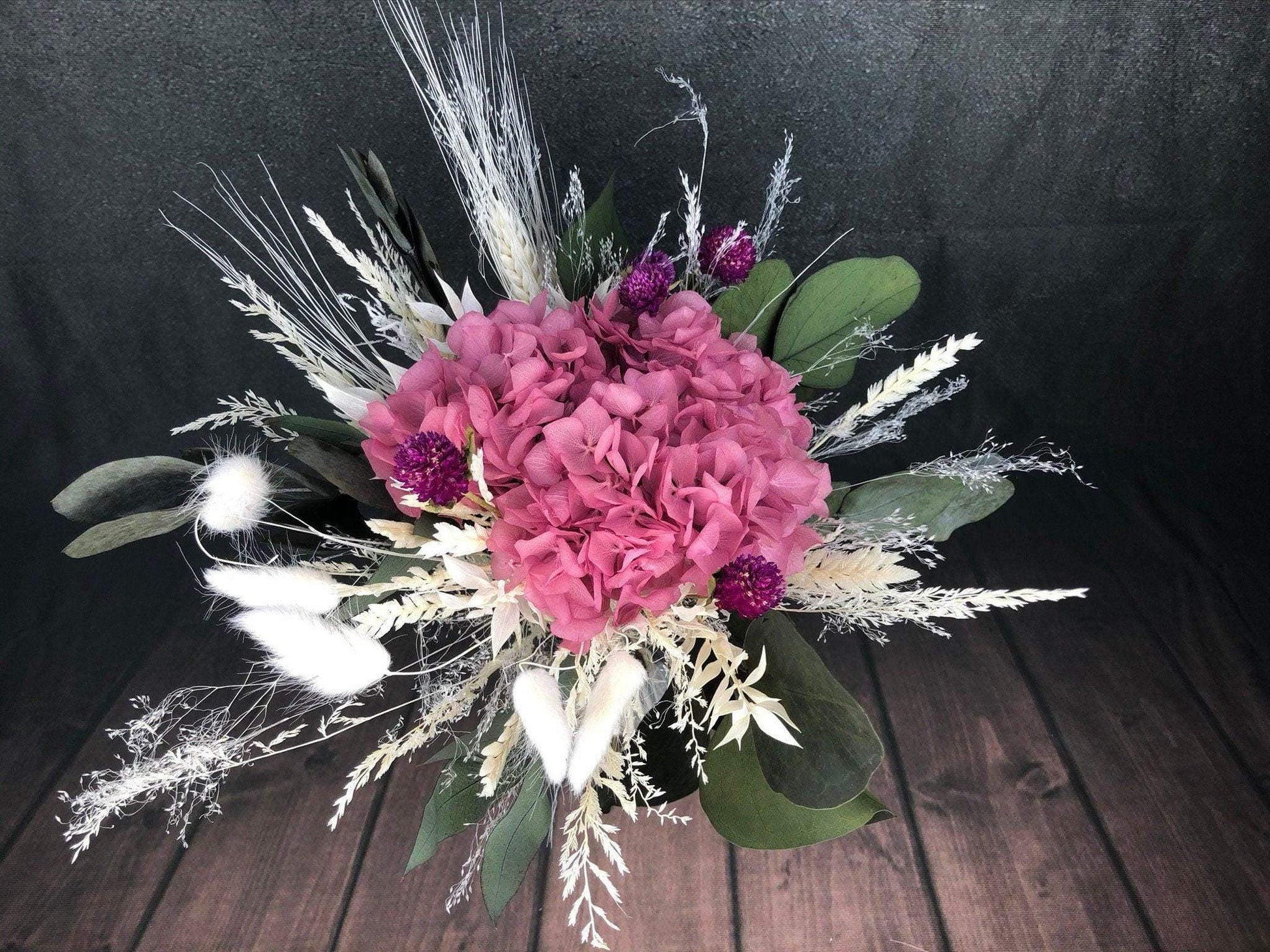 Strauß Gefriergetrocknet Hortensie Tischdeko Tischgesteck Gräser Trockenblumen Trockenmaterial Natur natürlich dried bouquet dried Flowers – handgemacht aus Seiden- und Kunstblumen, langlebig & pflegeleicht von SarahsFlowerStudio