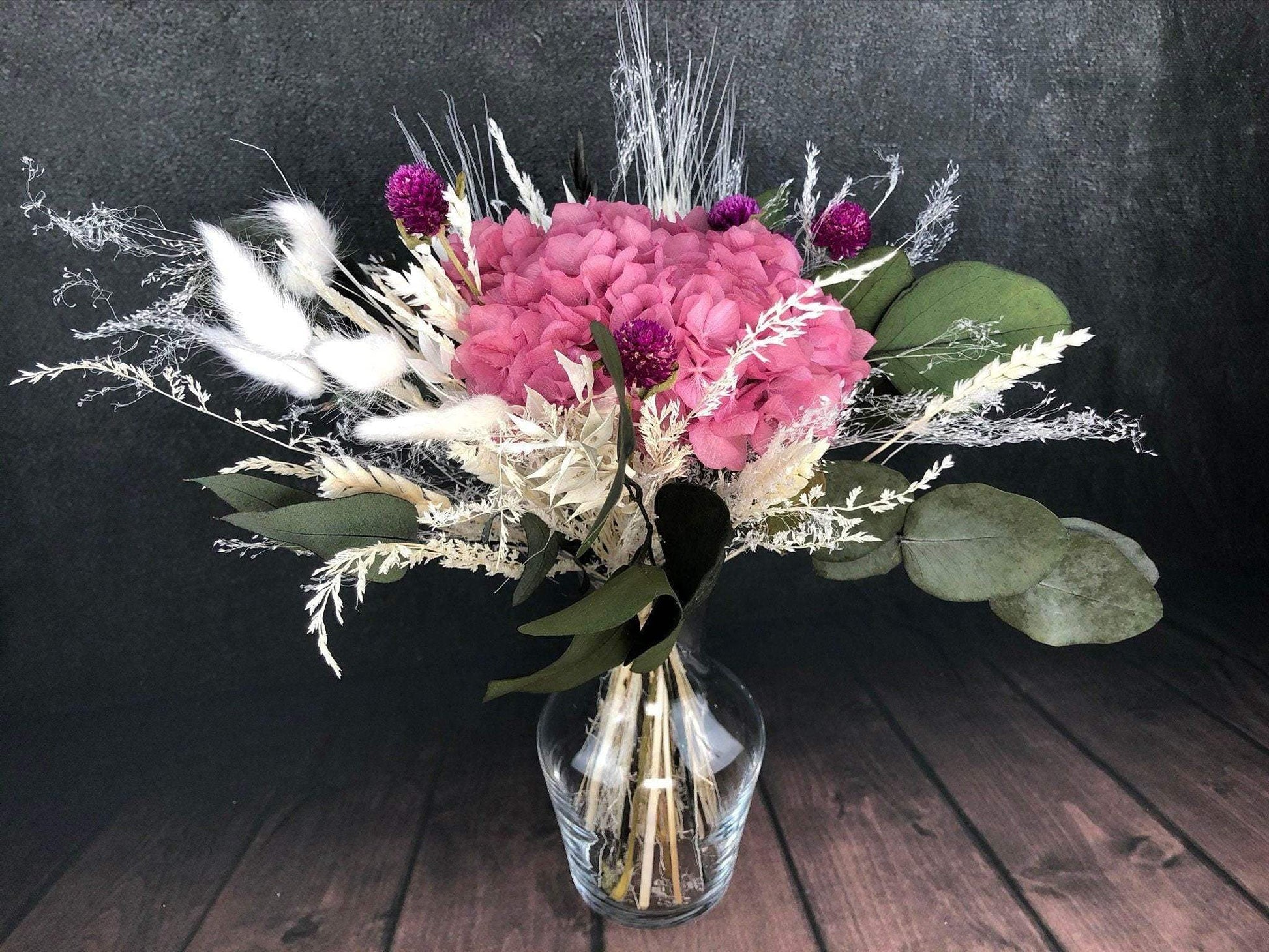Strauß Gefriergetrocknet Hortensie Tischdeko Tischgesteck Gräser Trockenblumen Trockenmaterial Natur natürlich dried bouquet dried Flowers – handgemacht aus Seiden- und Kunstblumen, langlebig & pflegeleicht von SarahsFlowerStudio