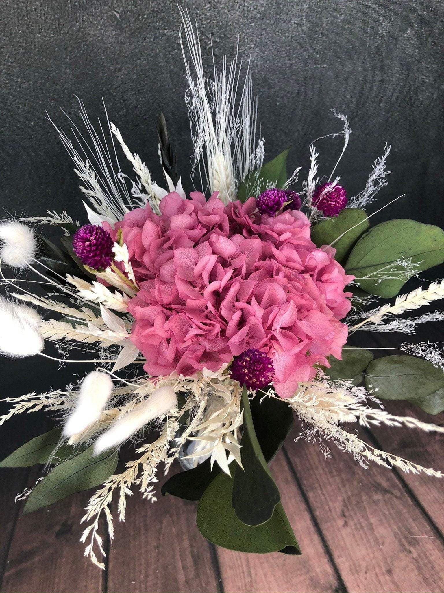 Strauß Gefriergetrocknet Hortensie Tischdeko Tischgesteck Gräser Trockenblumen Trockenmaterial Natur natürlich dried bouquet dried Flowers – handgemacht aus Seiden- und Kunstblumen, langlebig & pflegeleicht von SarahsFlowerStudio