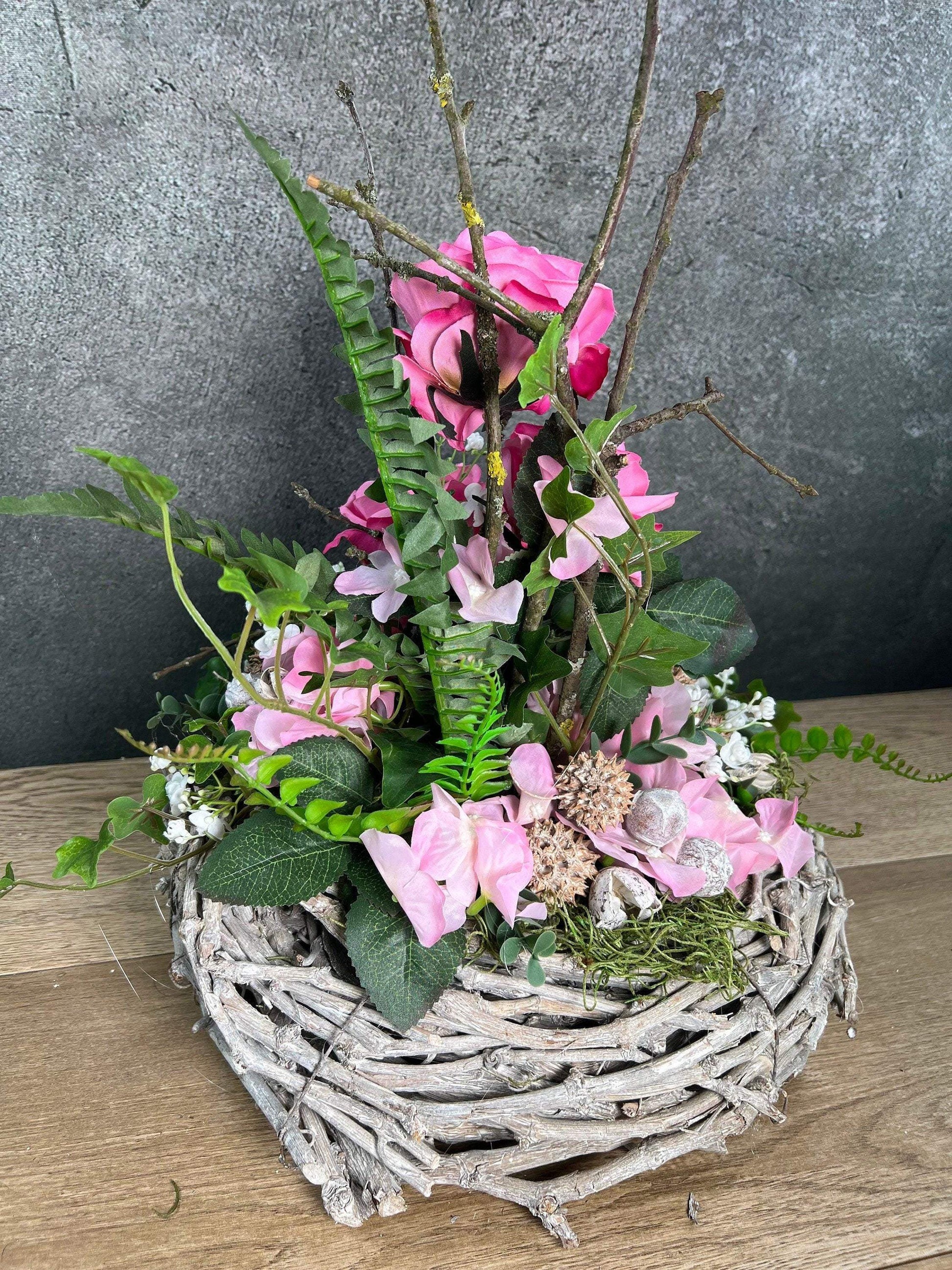 Grabgesteck Set Gesteck und Strauß Rosen Allerheiligen Grabschmuck Rose Hortensie Wunschfarbe Grabdeko Grabdekoration Allerheiligen – handgemacht aus Seiden- und Kunstblumen, langlebig & pflegeleicht von SarahsFlowerStudio