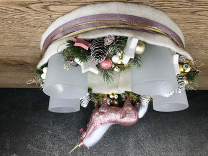 Adventskranz Adventskalender Einhorn Rosa Zapfen Glitzer Frost mehrjährig groß rund – handgemacht aus Seiden- und Kunstblumen, langlebig & pflegeleicht von SarahsFlowerStudio