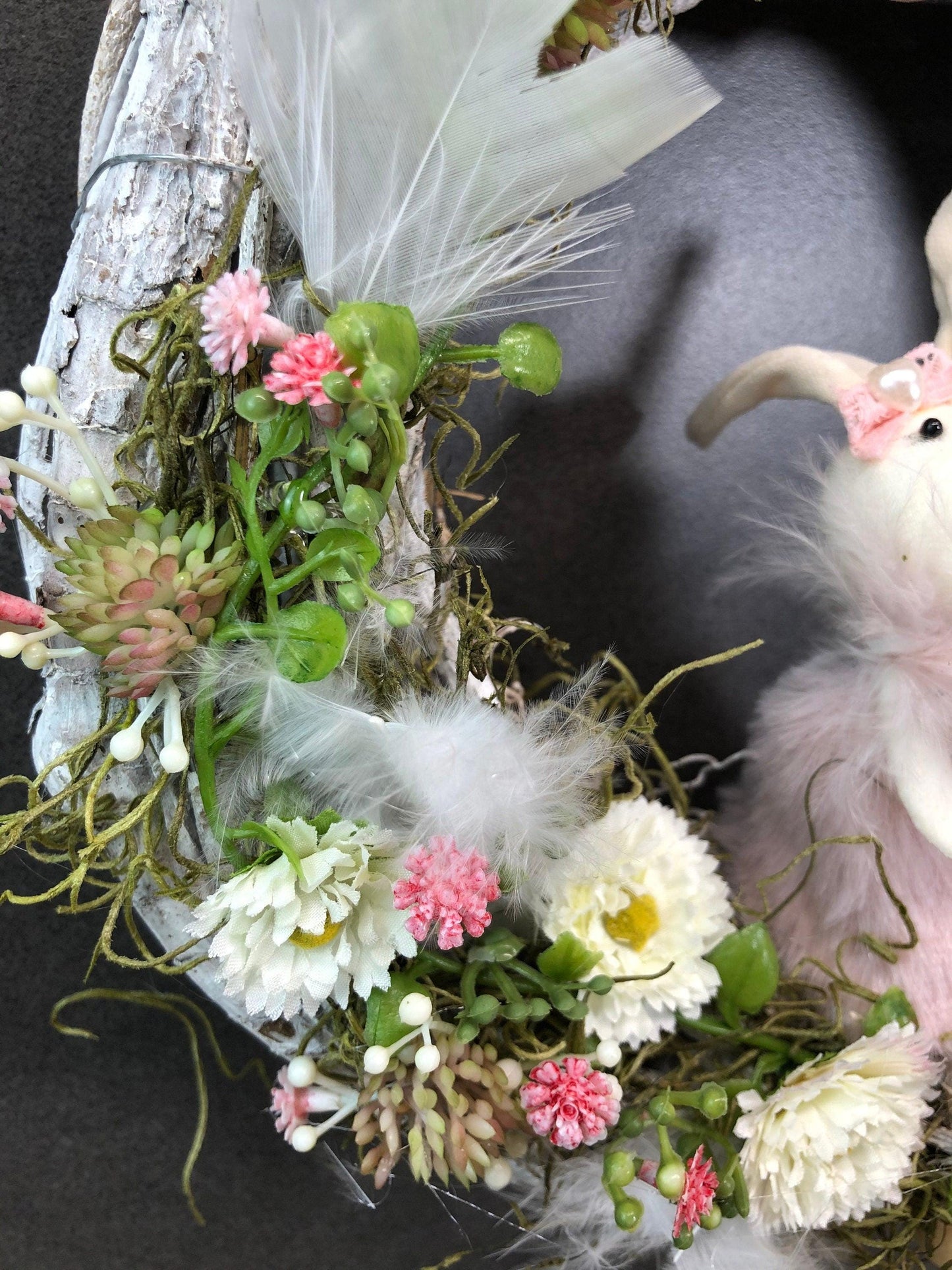 Frühlingskranz Haustür Seidenblumen – Osterkranz mit Hasen & Maiglöckchen – Türkranz – SarahsFlowerStudio