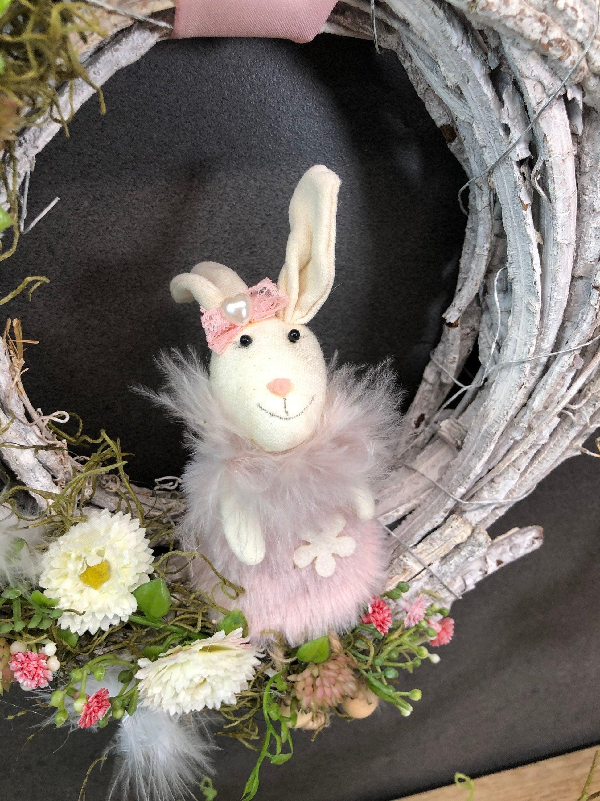 Frühlingskranz Haustür Seidenblumen – Osterkranz mit Hasen & Maiglöckchen – Türkranz – SarahsFlowerStudio