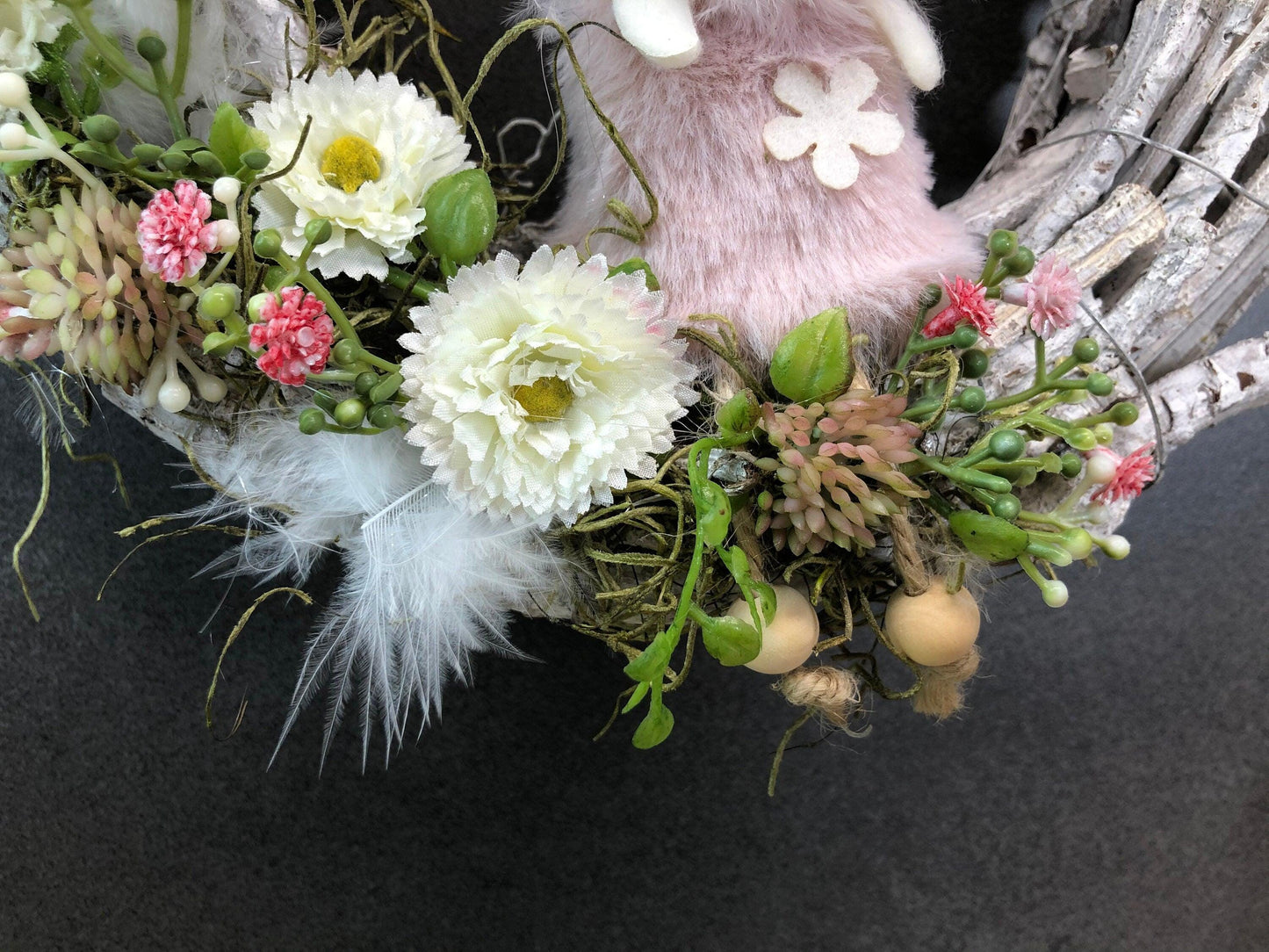 Frühlingskranz Haustür Seidenblumen – Osterkranz mit Hasen & Maiglöckchen – Türkranz – SarahsFlowerStudio
