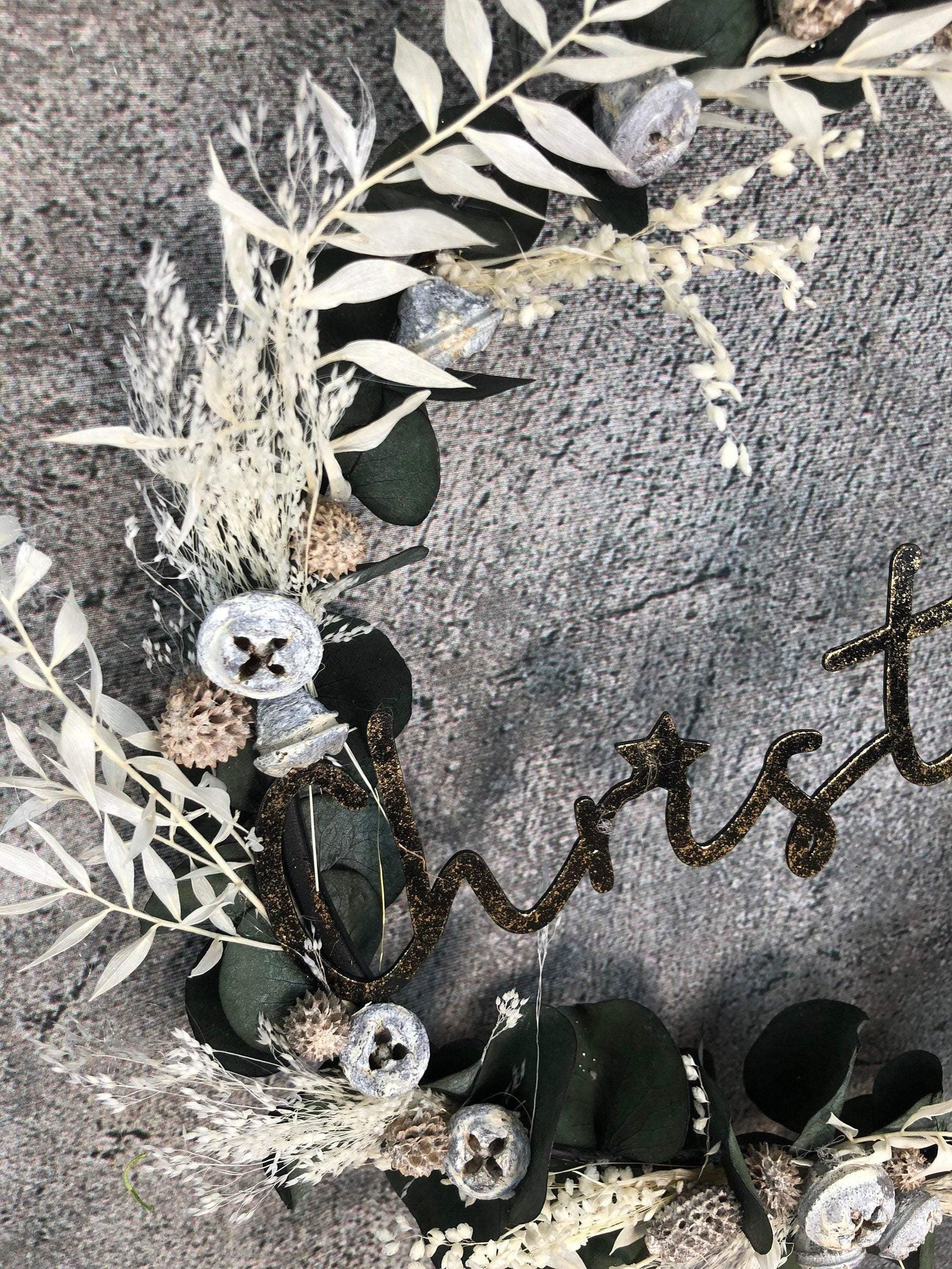 Türkranz Kranz Eukalyptus Trockenblumen Christmas Advent Modern Ring Fenster Fensterschmuck Fensterdeko Weihnachten – handgemacht aus Seiden- und Kunstblumen, langlebig & pflegeleicht von SarahsFlowerStudio