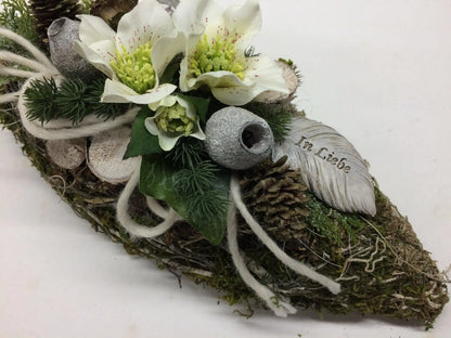 Grabgesteck Grabschmuck 35cm Grabdeko Grabdekoration Allerheiligen – handgemacht aus Seiden- und Kunstblumen, langlebig & pflegeleicht von SarahsFlowerStudio
