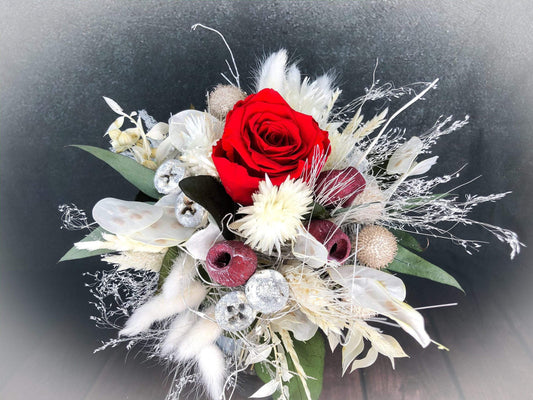Strauß Gefriergetrocknet Rose Tischdeko Tischgesteck Deko Gräser Trockenblumen Trockenmaterial Natur natürlich dried bouquet dried Flowers – handgemacht aus Seiden- und Kunstblumen, langlebig & pflegeleicht von SarahsFlowerStudio