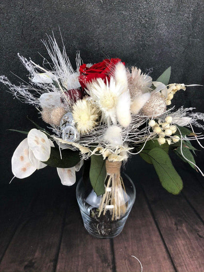 Strauß Gefriergetrocknet Rose Tischdeko Tischgesteck Deko Gräser Trockenblumen Trockenmaterial Natur natürlich dried bouquet dried Flowers – handgemacht aus Seiden- und Kunstblumen, langlebig & pflegeleicht von SarahsFlowerStudio