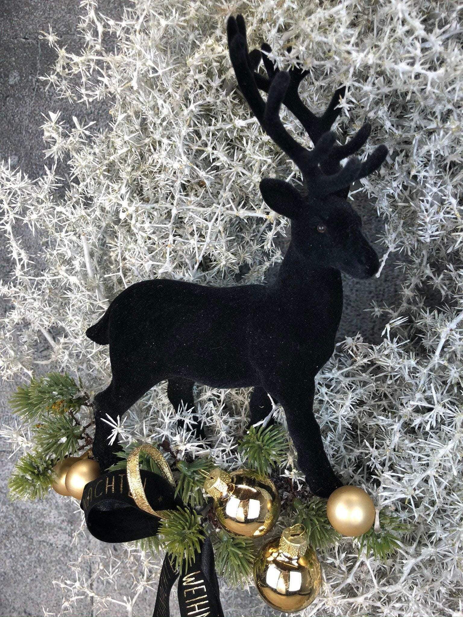 Türkranz Türdeko Türschmuck Weihnachten Asperaguskranz Kranz Hirsch Zapfen Apfel Tanne Band Modern – handgemacht aus Seiden- und Kunstblumen, langlebig & pflegeleicht von SarahsFlowerStudio