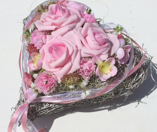 Grabgesteck Rosen Kleeblüte Kirschblüte Grabschmuck Grabdekoration Grabschmuck Allerheiligen – handgemacht aus Seiden- und Kunstblumen, langlebig & pflegeleicht von SarahsFlowerStudio