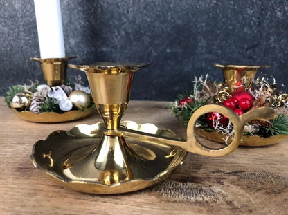 Kerzenteller Kerzenhalter Kerzenständer Vintage Nostalgisch Retro Gold Romantisch – handgemacht aus Seiden- und Kunstblumen, langlebig & pflegeleicht von SarahsFlowerStudio