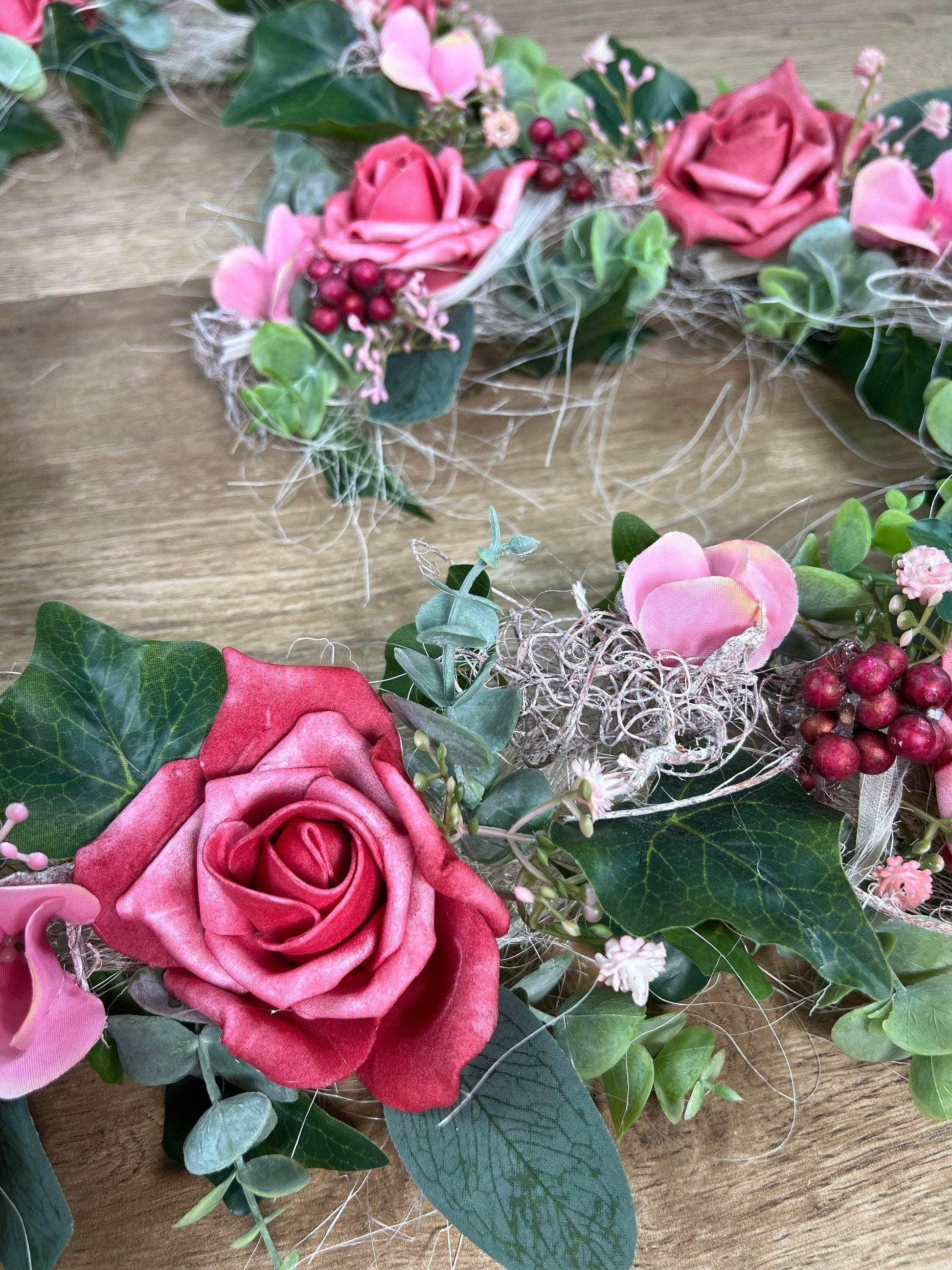 Autoschmuck Set 3 Teilig Herz und Schleifen Rose Eukalyptus Autodekoration Autoblumenschmuck Gesteck Hochzeit Kutsche Schmuck Wedding – handgemacht aus Seiden- und Kunstblumen, langlebig & pflegeleicht von SarahsFlowerStudio