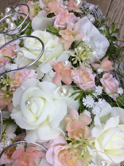 Grabgesteck Grabschmuck Herz Farbwunsch Grabdeko Grabdekoration Grabherz – handgemacht aus Seiden- und Kunstblumen, langlebig & pflegeleicht von SarahsFlowerStudio