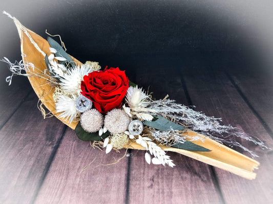 Tischgesteck Tischdeko Deko Gefriergetrocknet Rose Gräser Trockenblumen Trockenmaterial Natur natürlich dried bouquet dried Flowers – handgemacht aus Seiden- und Kunstblumen, langlebig & pflegeleicht von SarahsFlowerStudio