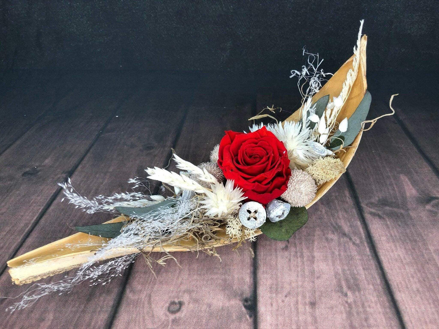 Tischgesteck Tischdeko Deko Gefriergetrocknet Rose Gräser Trockenblumen Trockenmaterial Natur natürlich dried bouquet dried Flowers – handgemacht aus Seiden- und Kunstblumen, langlebig & pflegeleicht von SarahsFlowerStudio