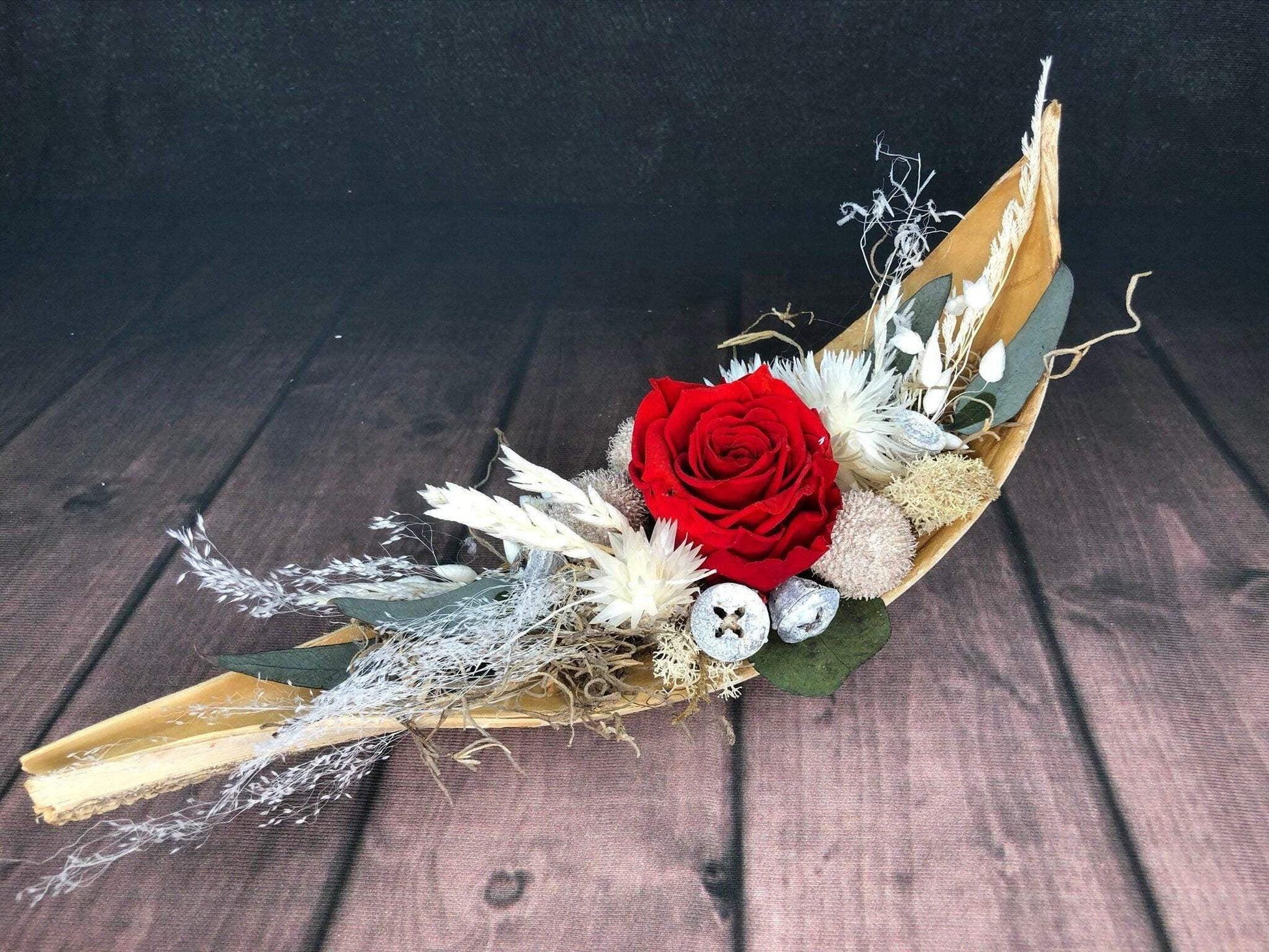 Tischgesteck Tischdeko Deko Gefriergetrocknet Rose Gräser Trockenblumen Trockenmaterial Natur natürlich dried bouquet dried Flowers – handgemacht aus Seiden- und Kunstblumen, langlebig & pflegeleicht von SarahsFlowerStudio