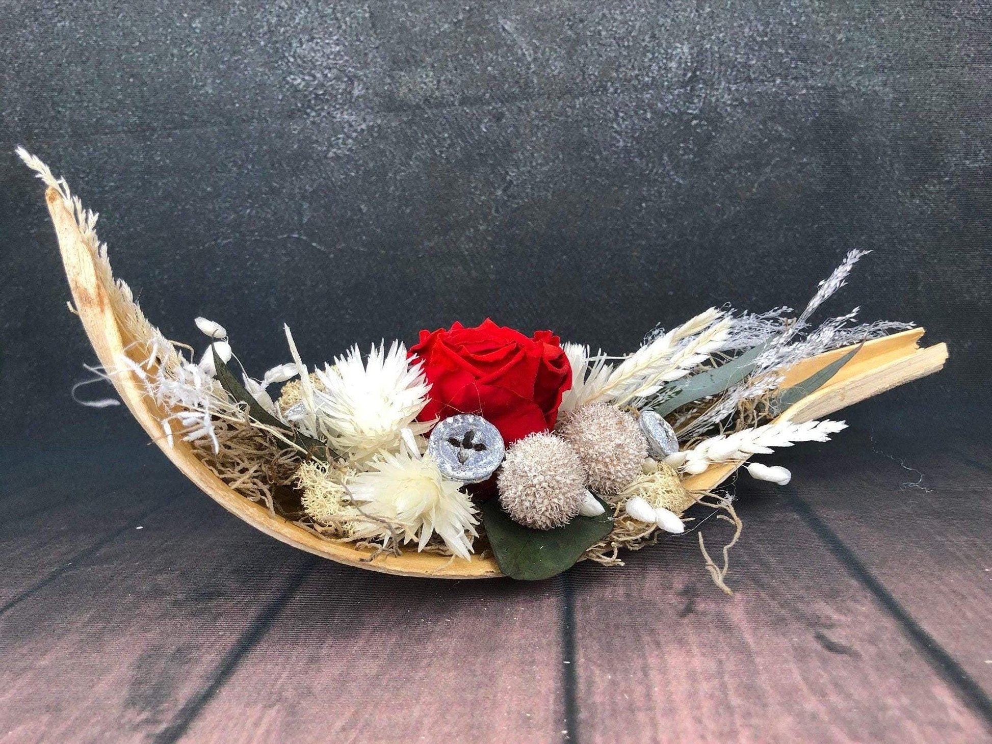 Tischgesteck Tischdeko Deko Gefriergetrocknet Rose Gräser Trockenblumen Trockenmaterial Natur natürlich dried bouquet dried Flowers – handgemacht aus Seiden- und Kunstblumen, langlebig & pflegeleicht von SarahsFlowerStudio