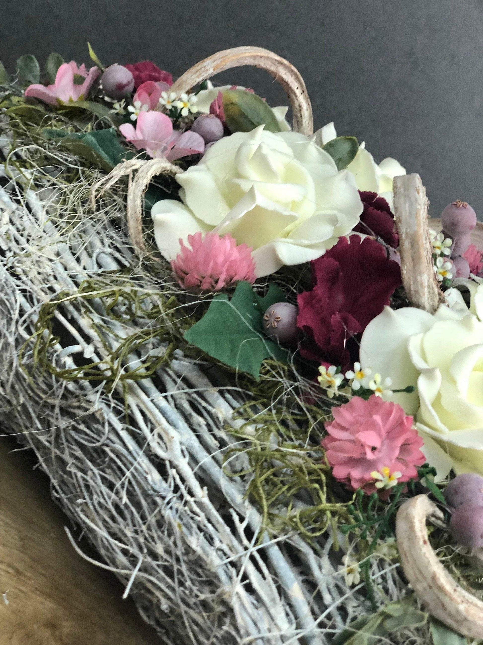 Grabgesteck Grabschmuck Herz Farbwunsch Grabdeko Grabdekoration – handgemacht aus Seiden- und Kunstblumen, langlebig & pflegeleicht von SarahsFlowerStudio