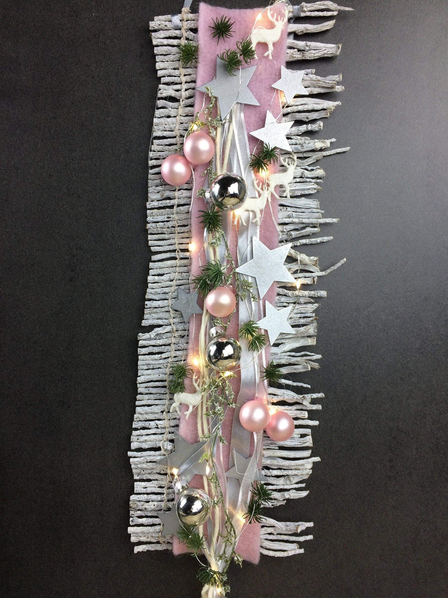 Wunschfarbe 20er LED Advent Türdeko Türdekoration Wanddeko Wanddekoration Türkranz – handgemacht aus Seiden- und Kunstblumen, langlebig & pflegeleicht von SarahsFlowerStudio