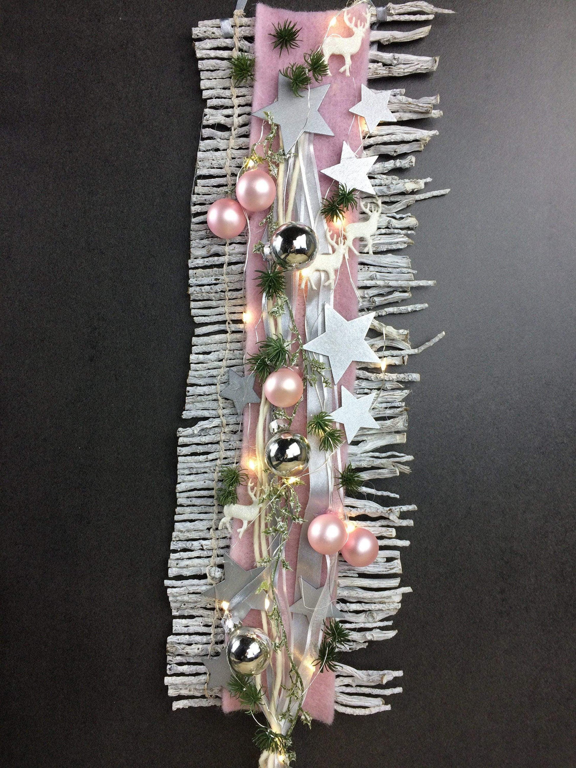 Wunschfarbe 20er LED Advent Türdeko Türdekoration Wanddeko Wanddekoration Türkranz – handgemacht aus Seiden- und Kunstblumen, langlebig & pflegeleicht von SarahsFlowerStudio