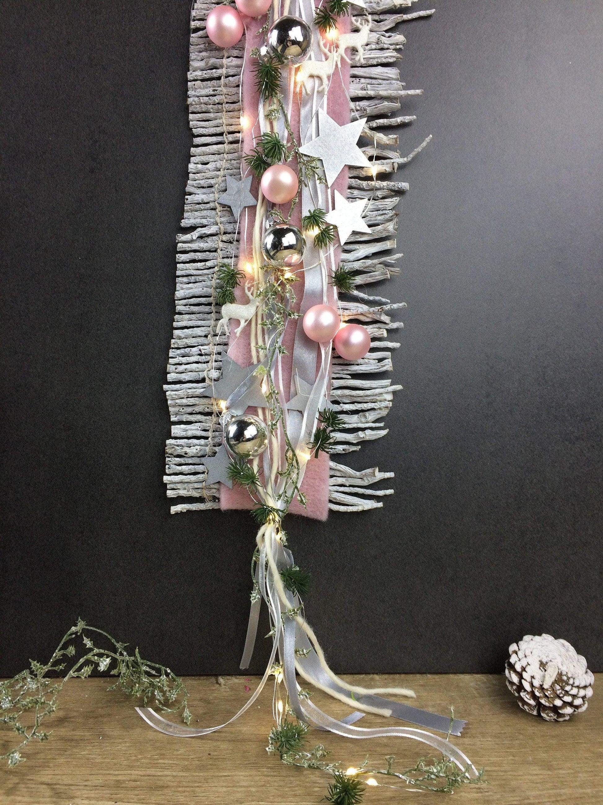 Wunschfarbe 20er LED Advent Türdeko Türdekoration Wanddeko Wanddekoration Türkranz – handgemacht aus Seiden- und Kunstblumen, langlebig & pflegeleicht von SarahsFlowerStudio