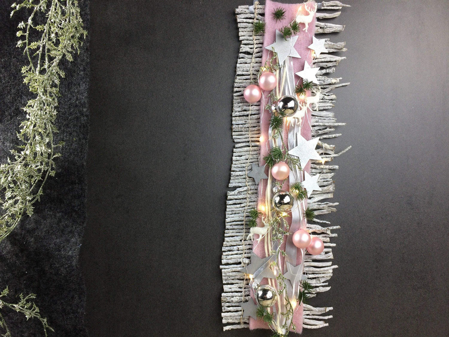 Wunschfarbe 20er LED Advent Türdeko Türdekoration Wanddeko Wanddekoration Türkranz – handgemacht aus Seiden- und Kunstblumen, langlebig & pflegeleicht von SarahsFlowerStudio