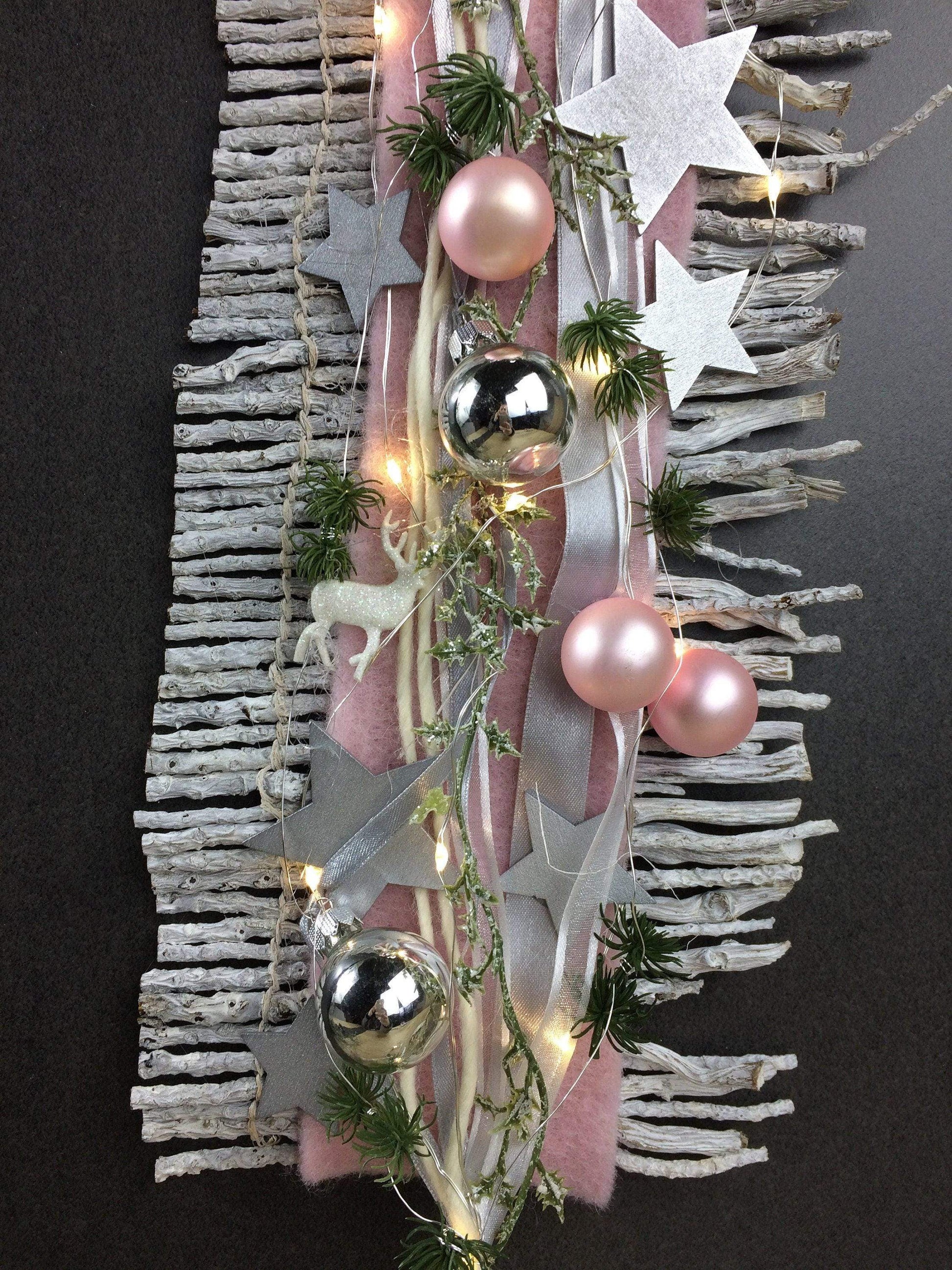 Wunschfarbe 20er LED Advent Türdeko Türdekoration Wanddeko Wanddekoration Türkranz – handgemacht aus Seiden- und Kunstblumen, langlebig & pflegeleicht von SarahsFlowerStudio