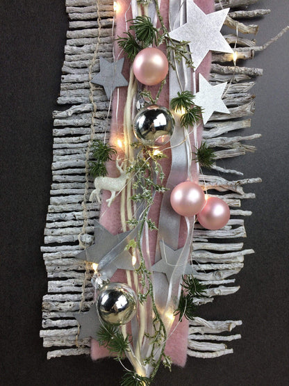 Wunschfarbe 20er LED Advent Türdeko Türdekoration Wanddeko Wanddekoration Türkranz – handgemacht aus Seiden- und Kunstblumen, langlebig & pflegeleicht von SarahsFlowerStudio