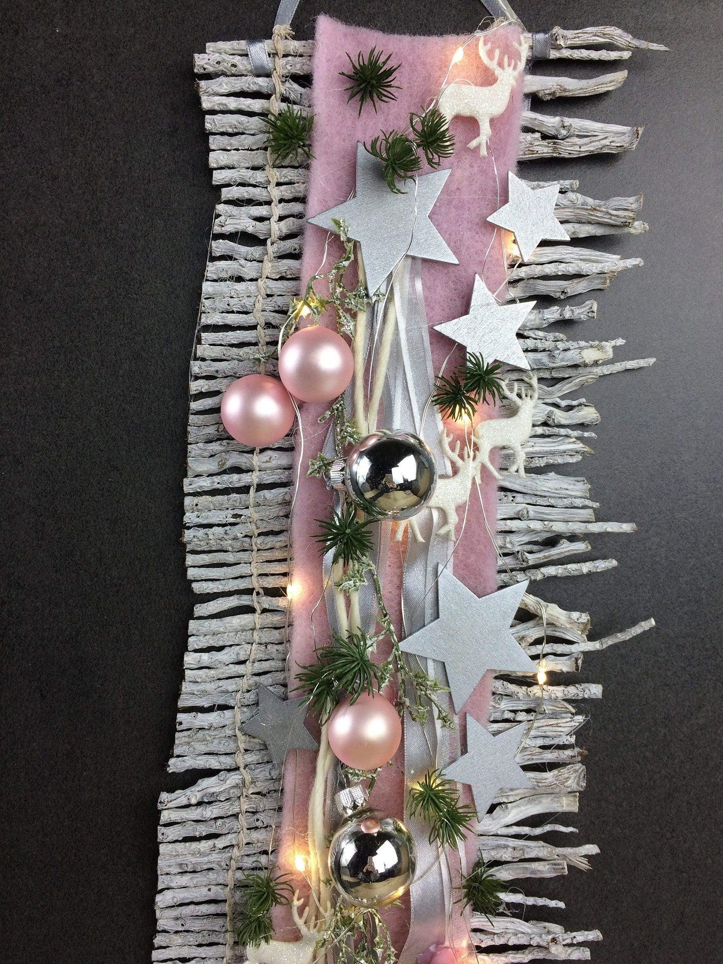 Wunschfarbe 20er LED Advent Türdeko Türdekoration Wanddeko Wanddekoration Türkranz – handgemacht aus Seiden- und Kunstblumen, langlebig & pflegeleicht von SarahsFlowerStudio