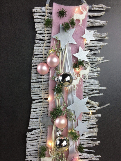 Wunschfarbe 20er LED Advent Türdeko Türdekoration Wanddeko Wanddekoration Türkranz – handgemacht aus Seiden- und Kunstblumen, langlebig & pflegeleicht von SarahsFlowerStudio
