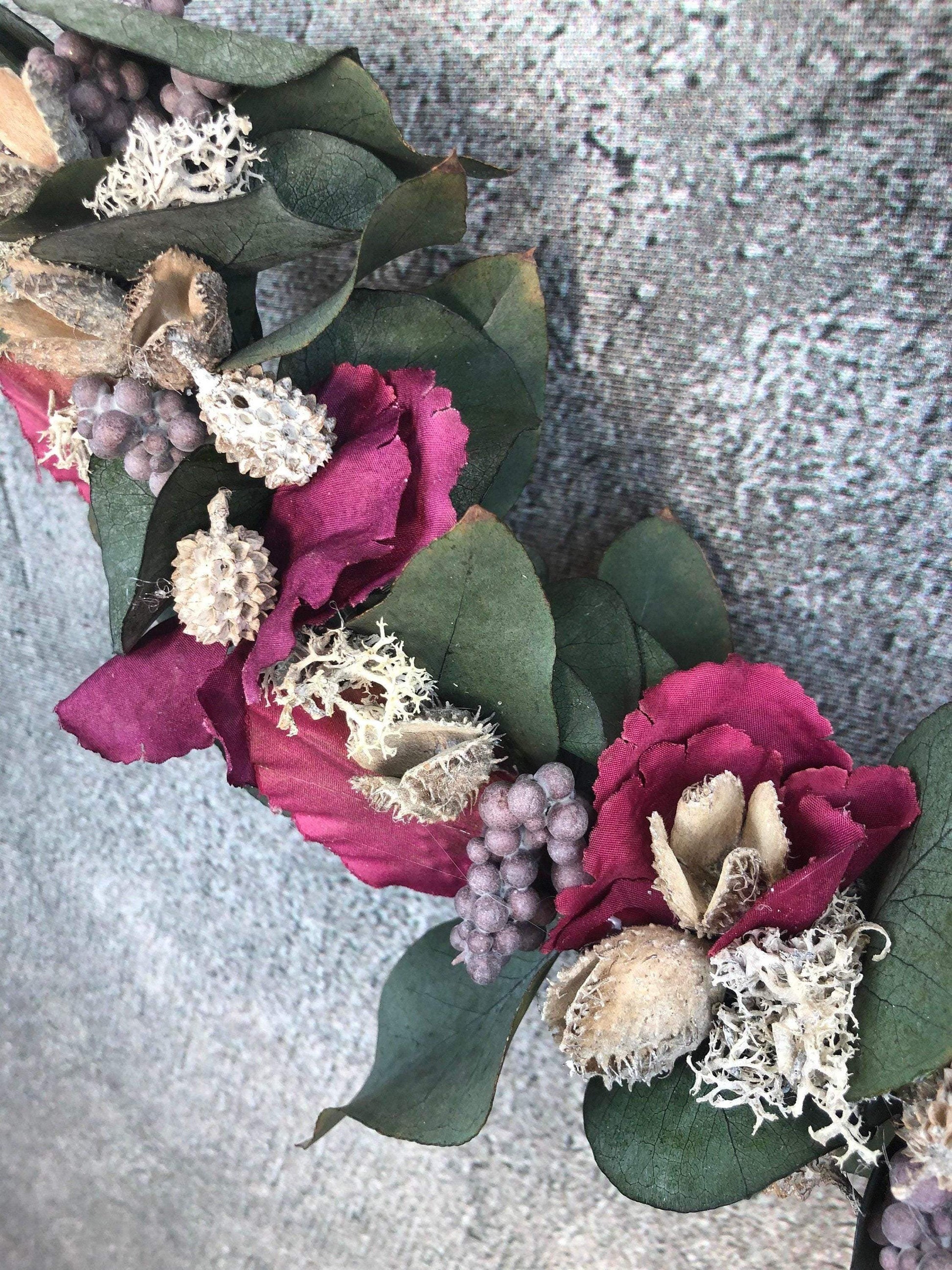 Türkranz Welcome Herz Kranz Ring Eukalyptus Hortensie Zapfen Wandkranz Trockenblumen Natur natürlich Hoop Herbst Herbstlich – handgemacht aus Seiden- und Kunstblumen, langlebig & pflegeleicht von SarahsFlowerStudio