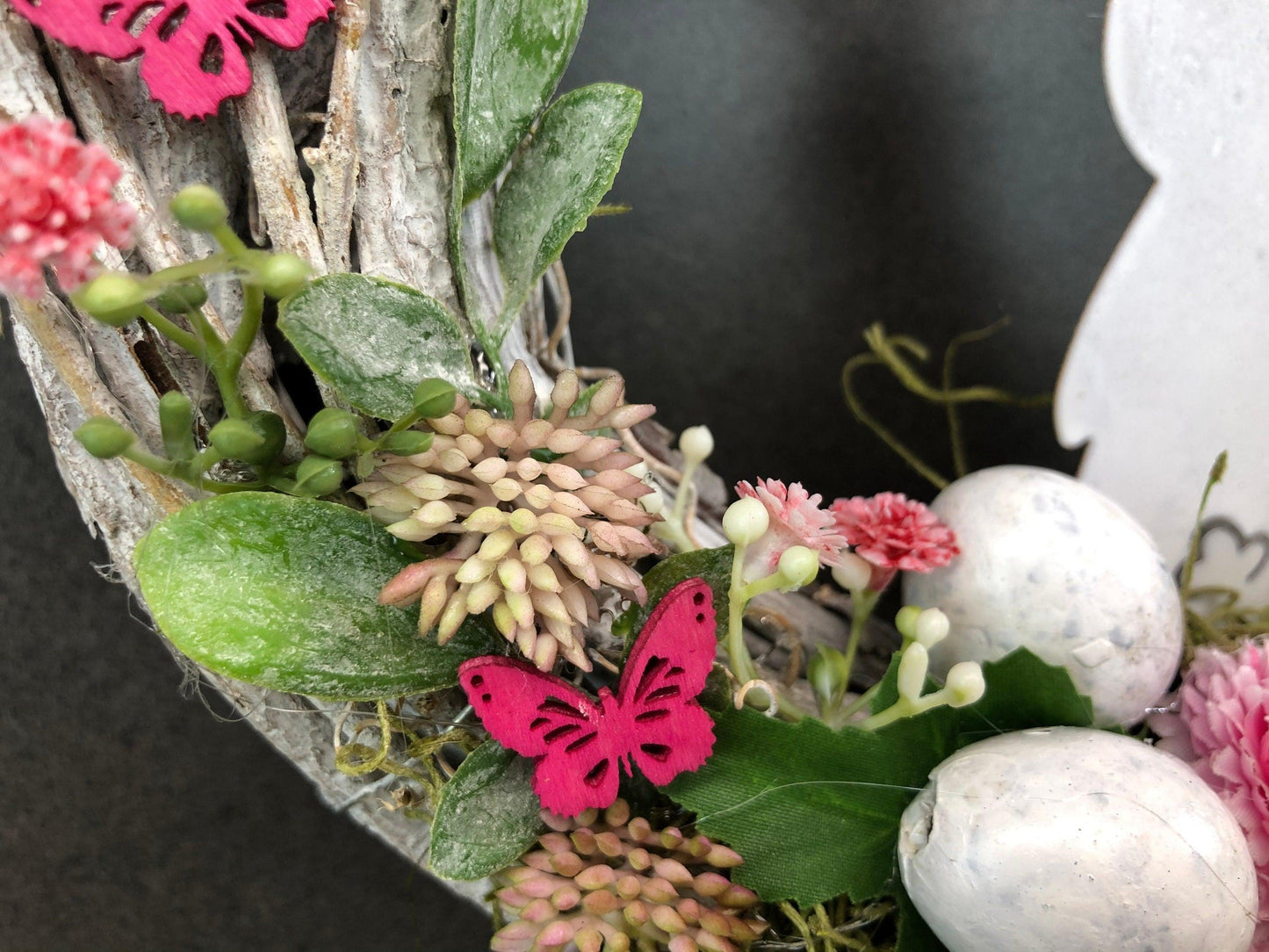 Türkranz Ostern Hasen & Maiglöckchen – Frühlingsdeko Seidenblumen Wunschfarbe – Türkranz – SarahsFlowerStudio