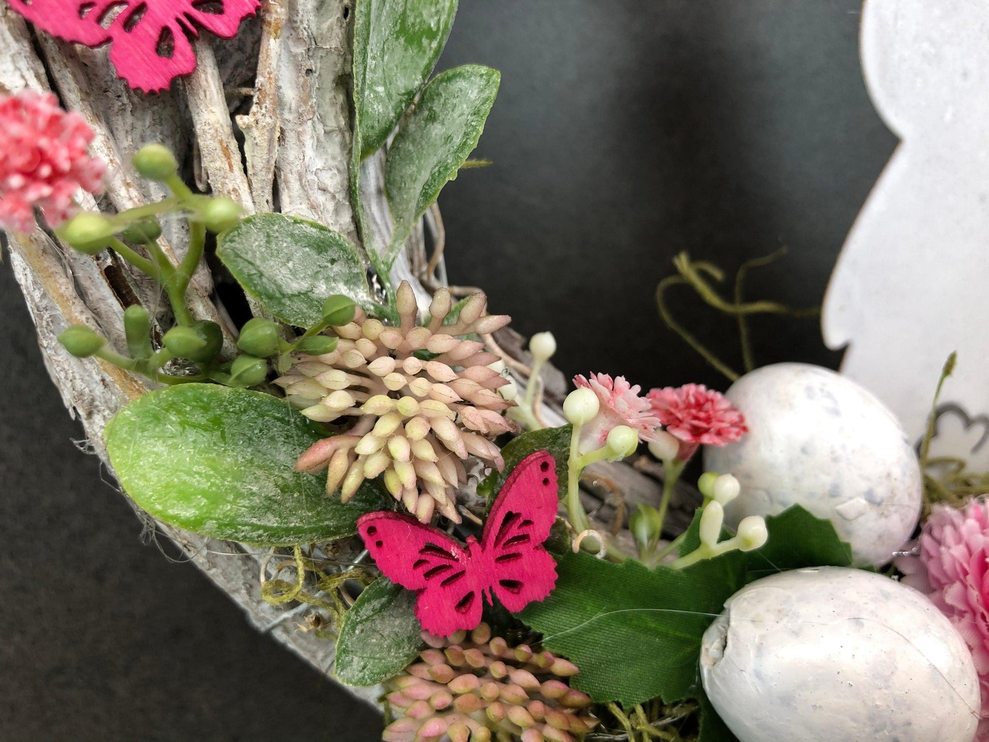Türkranz Ostern Hasen & Maiglöckchen – Frühlingsdeko Seidenblumen Wunschfarbe – Türkranz – SarahsFlowerStudio