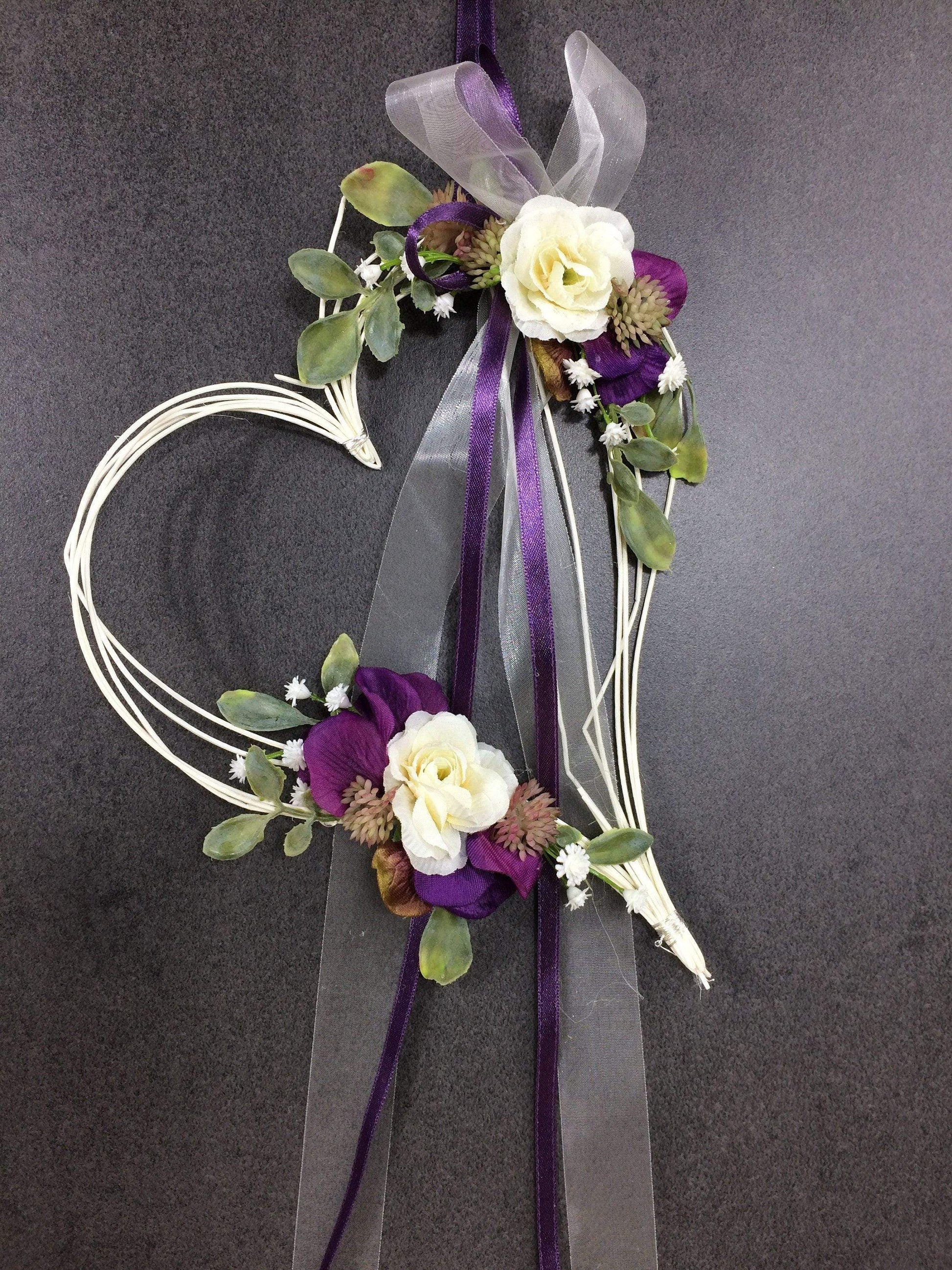 Autoschleife XXL für Seitenspiegel Kirchenbank Wunschfarbe große Schleife Dekoration Blumenschmuck Herz – handgemacht aus Seiden- und Kunstblumen, langlebig & pflegeleicht von SarahsFlowerStudio