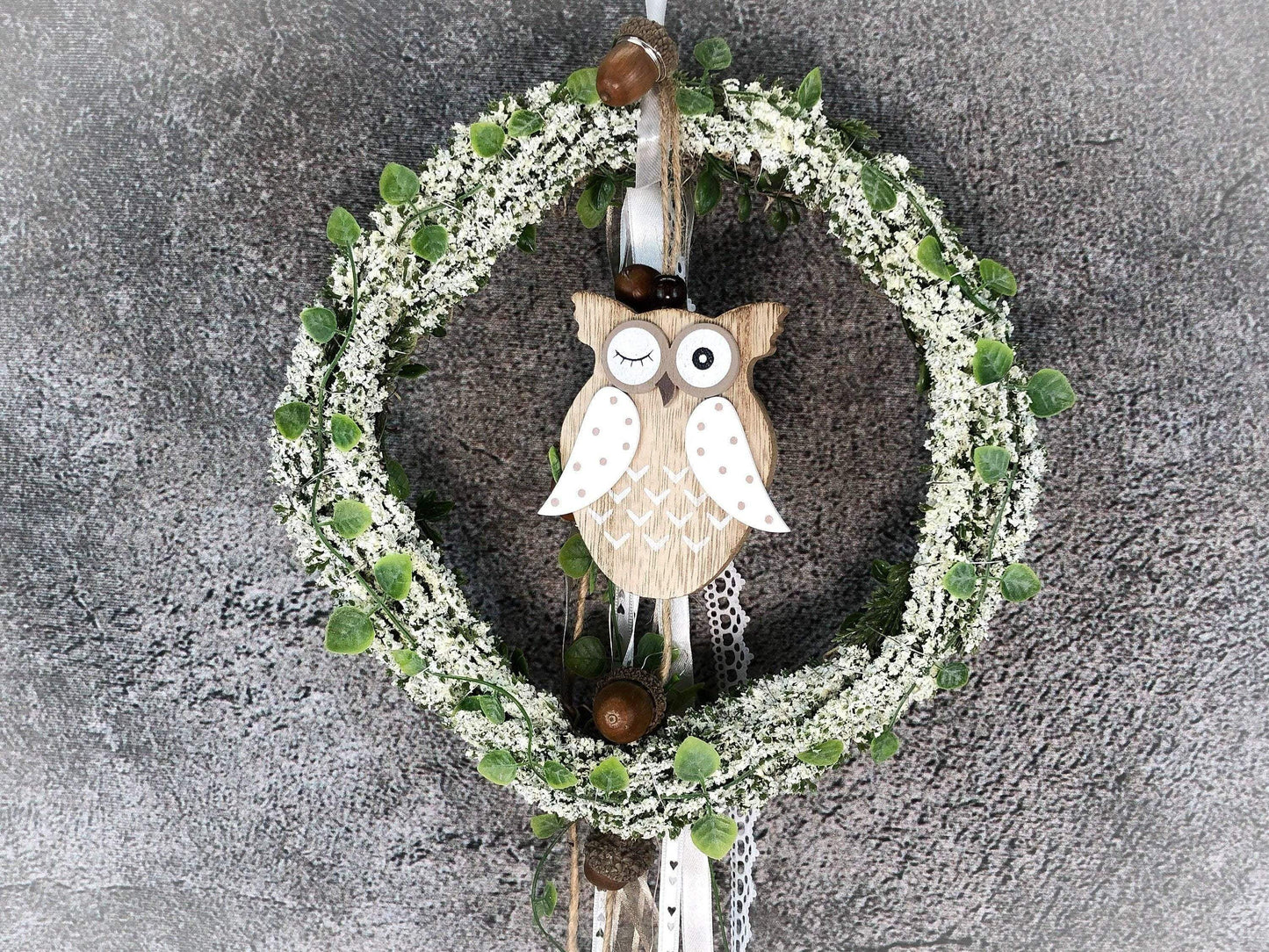 Türkranz Heide Eule Welcome Herbst Herbstlich Türschmuck Modern Wunschfarbe Wunschgröße Tür Schmuck ganzjährig – handgemacht aus Seiden- und Kunstblumen, langlebig & pflegeleicht von SarahsFlowerStudio