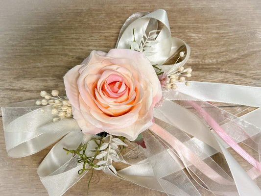 2 Autoschleifen für Seitenspiegel Trockenblumen Seidenblumen Kirchenbank in Wunschfarbe große Schleife Dekoration Rose – handgemacht aus Seiden- und Kunstblumen, langlebig & pflegeleicht von SarahsFlowerStudio