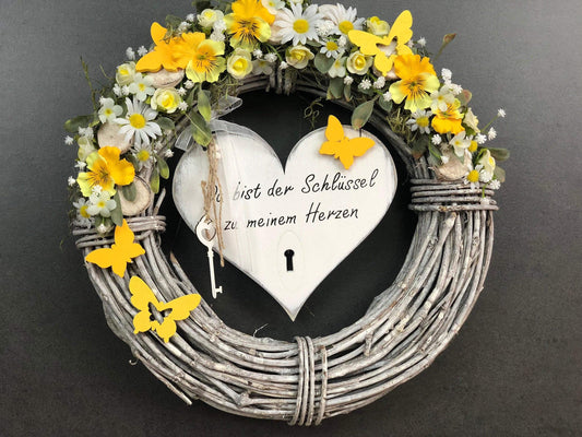 Türkranz 35cm Türdeko Türschmuck Herz Modern ganzjährig Tür Schmuck Herbst – handgemacht aus Seiden- und Kunstblumen, langlebig & pflegeleicht von SarahsFlowerStudio