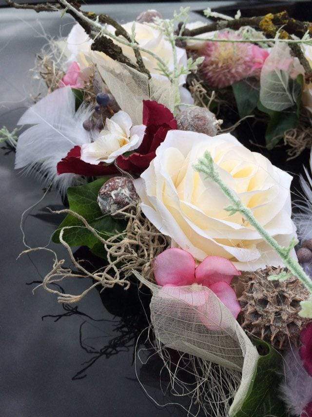 Autoschmuck Set 3 Teilig Herz und Schleifen Autodekoration Autoblumenschmuck Gesteck Hochzeit Kutschen Schmuck Kutschendeko Kutsche Wedding – handgemacht aus Seiden- und Kunstblumen, langlebig & pflegeleicht von SarahsFlowerStudio