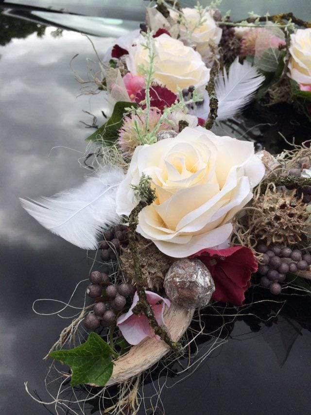 Autoschmuck Set 3 Teilig Herz und Schleifen Autodekoration Autoblumenschmuck Gesteck Hochzeit Kutschen Schmuck Kutschendeko Kutsche Wedding – handgemacht aus Seiden- und Kunstblumen, langlebig & pflegeleicht von SarahsFlowerStudio
