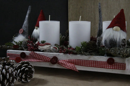 Adventskranz Adventskalender Adventsgesteck Tablett Balken in zwei Größen L oder XL – handgemacht aus Seiden- und Kunstblumen, langlebig & pflegeleicht von SarahsFlowerStudio