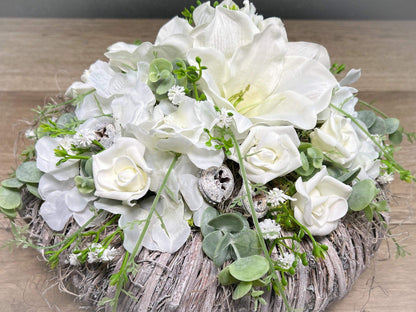 Grabgesteck Grabschmuck Rose Hortensie Amaryllis Eukalyptus Wunschfarbe Grabdeko Grabdekoration Allerheiligen – handgemacht aus Seiden- und Kunstblumen, langlebig & pflegeleicht von SarahsFlowerStudio